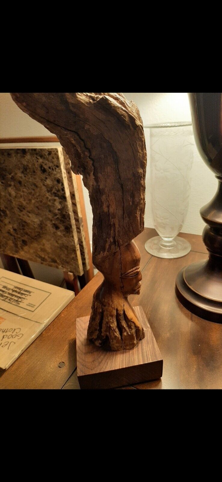 ANTIQUE  AFRICAN DRIFTWOOD CARVING.   ANGOLA LATE 1800S.  NATIVE  MONARCHY