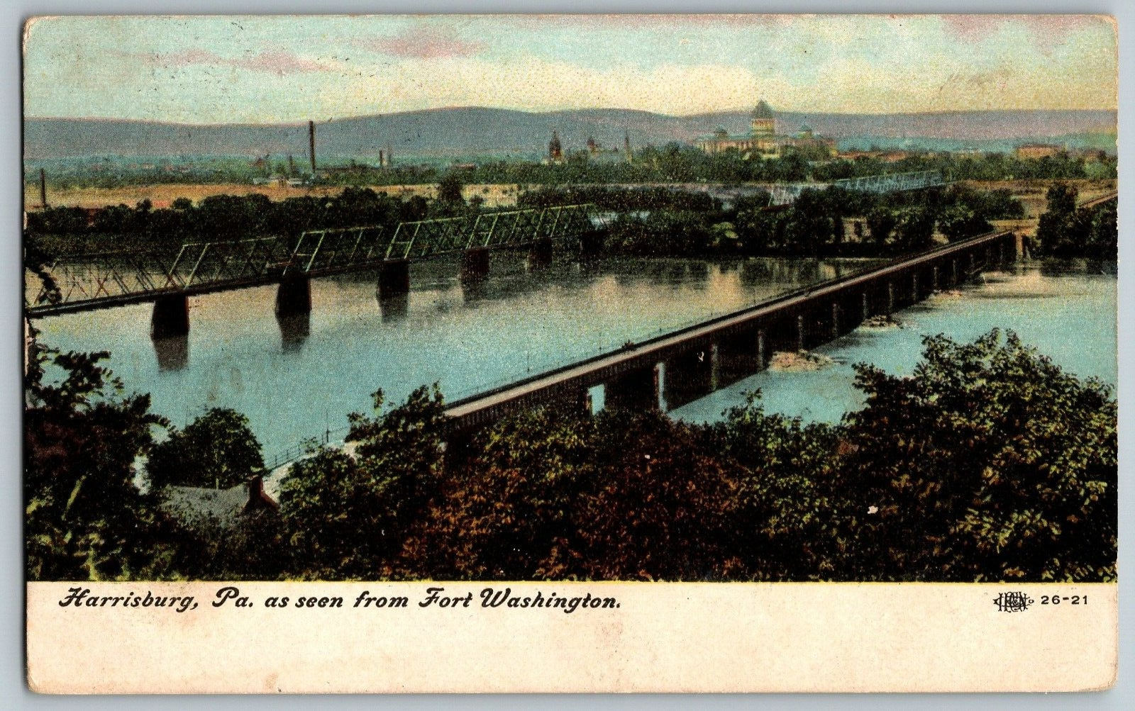 Harrisburg, Pennsylvania PA - Fort Washington View - Vintage Postcard - Posted