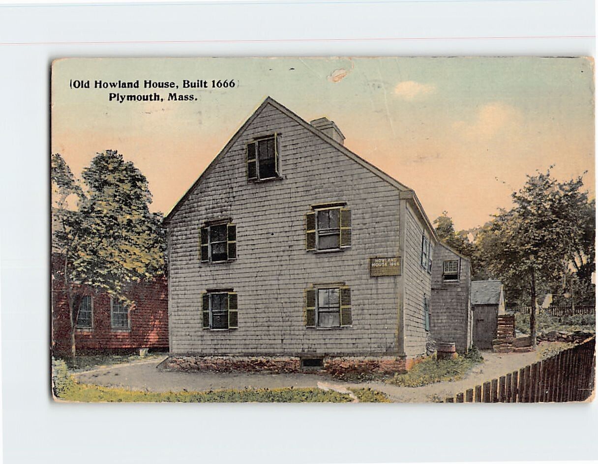 Postcard Old Howland House Plymouth Massachusetts USA