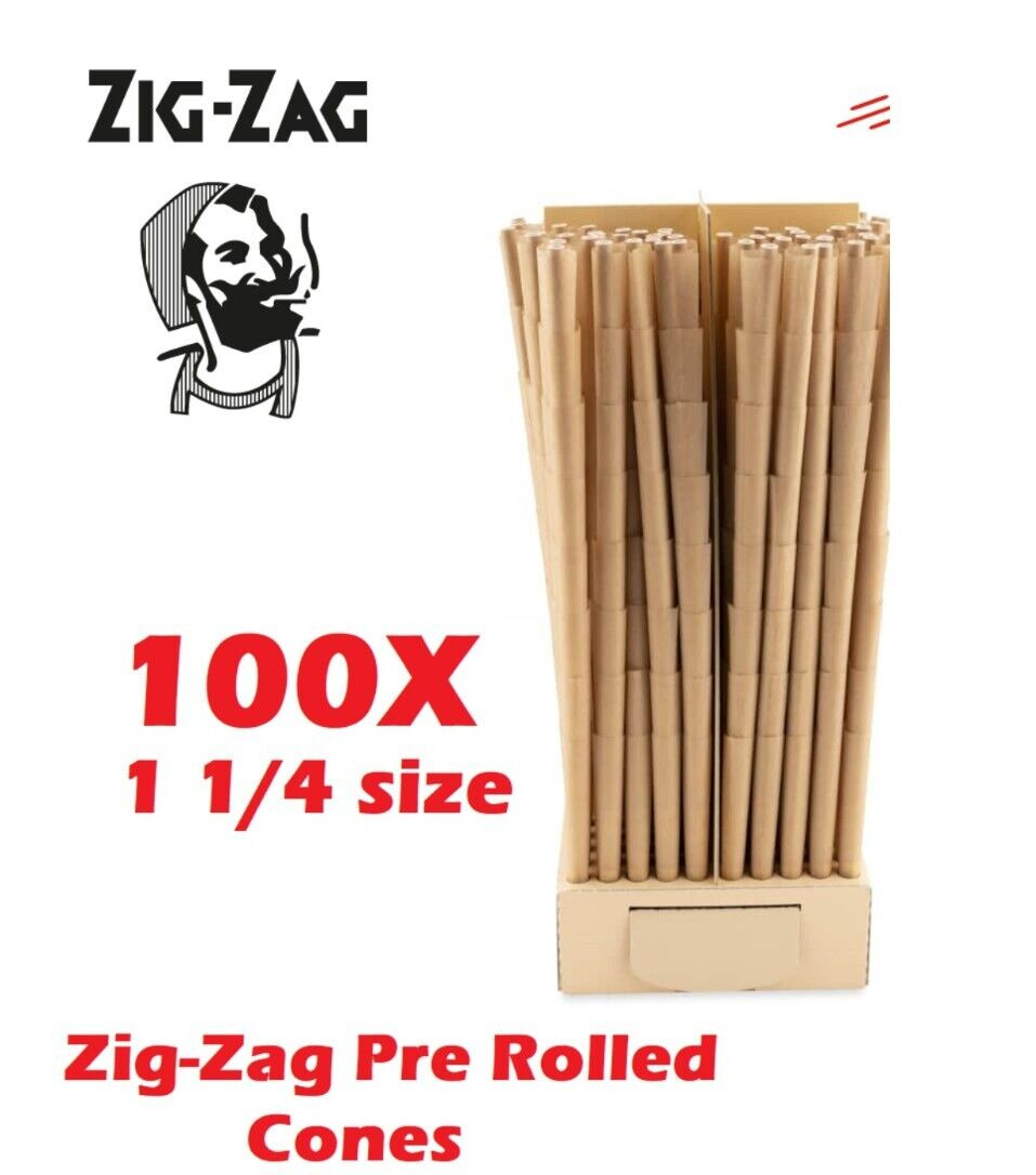 Zig-Zag 1 1/4 Size Unbleached Pre rolled Cone 100 Cones 