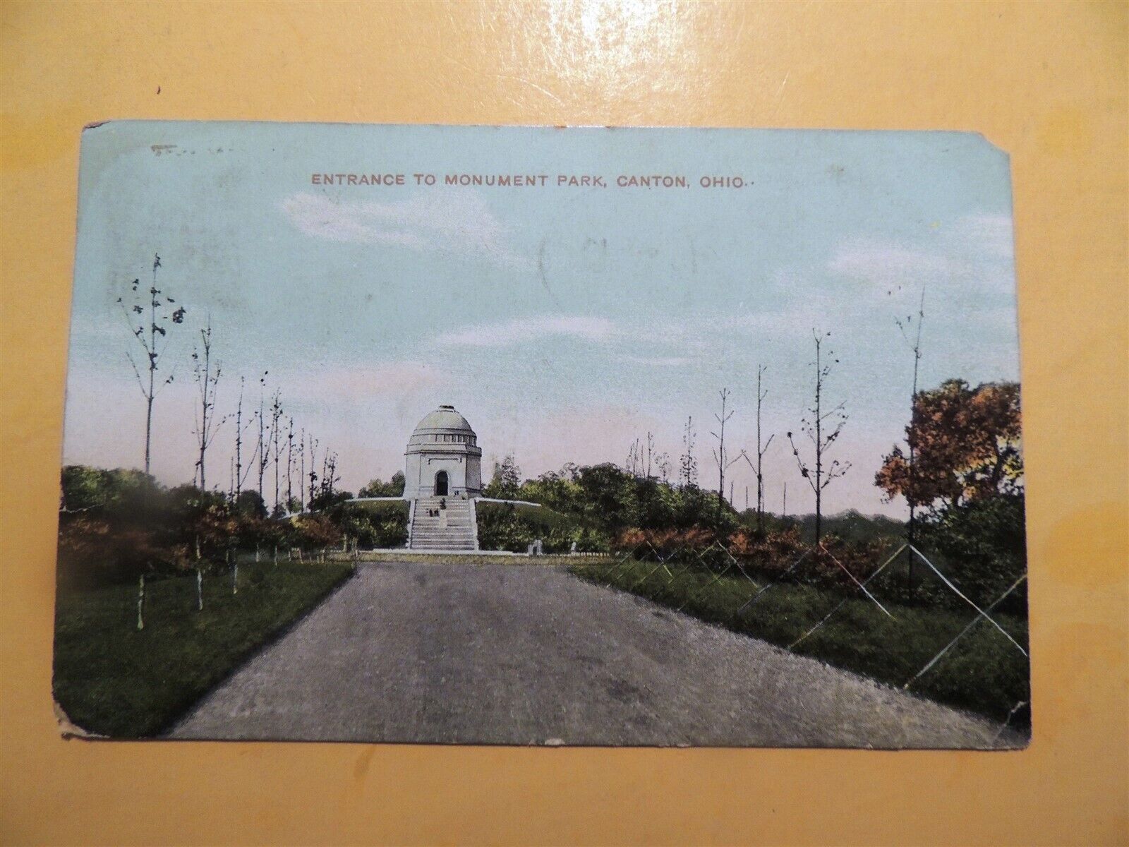 Canton Ohio vintage postcard Entrance to Monument Park 1912