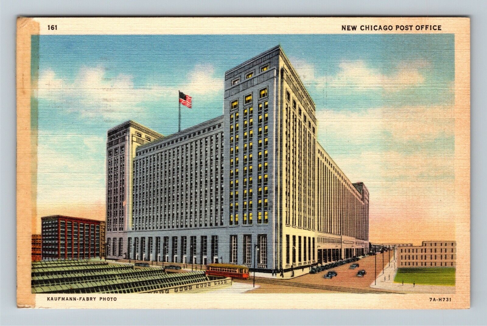 Chicago, IL-Illinois, Post Office Flag,  c1941 Vintage Postcard