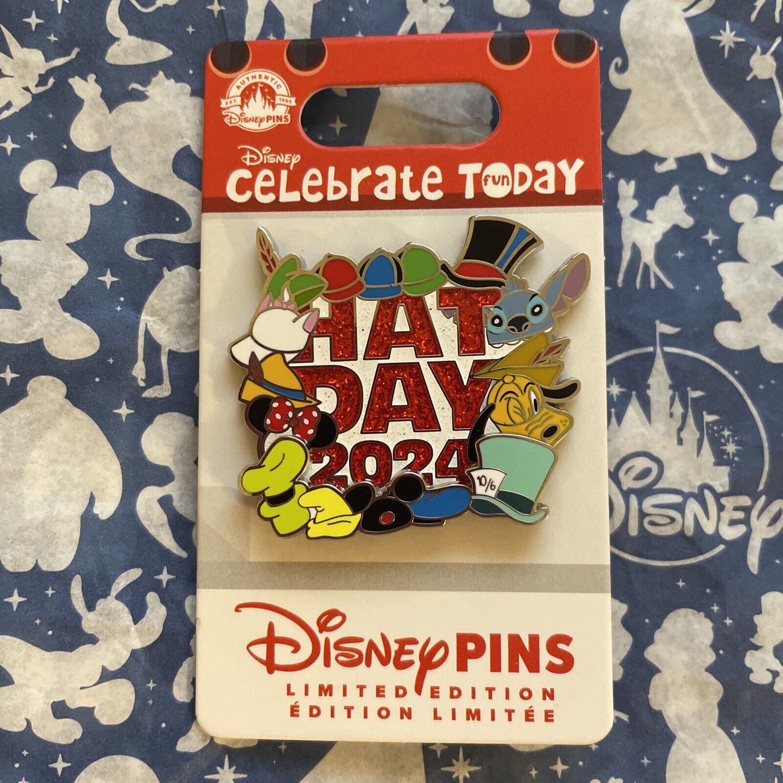 Disney Celebrate Today Hat Day 2024 Pin LE 2000 New Stitch Pluto Goofy