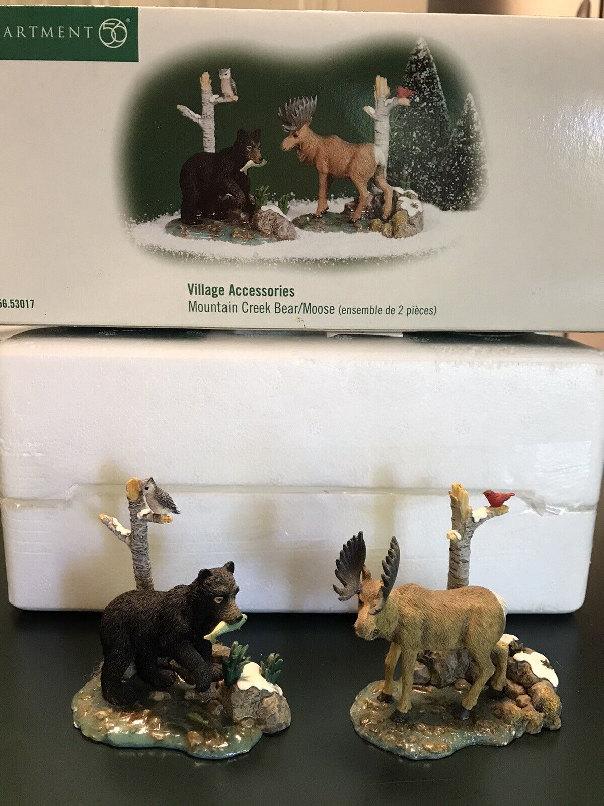 Department 56 Village Accessories Mountain Creek Bear & Moose Set Of 2 With Box