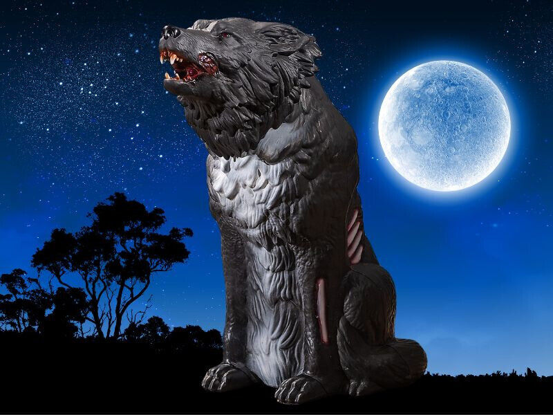 Halloween Animatronic Zombie Dog Prop Wolf Black Howling Life Size Haunted House