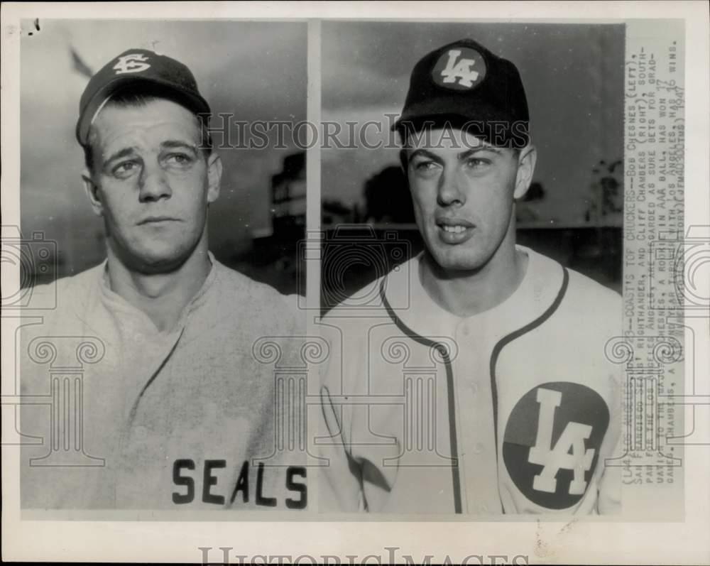 1947 Press Photo Baseball players Bob Chesnes & Cliff Chambers - lry05763