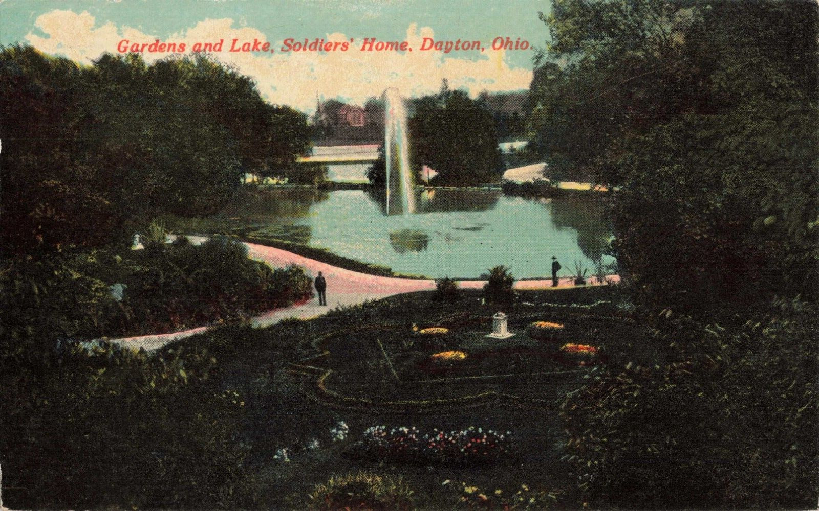 Dayton OH Ohio, Gardens & Lake, Soldiers Home, Vintage Postcard