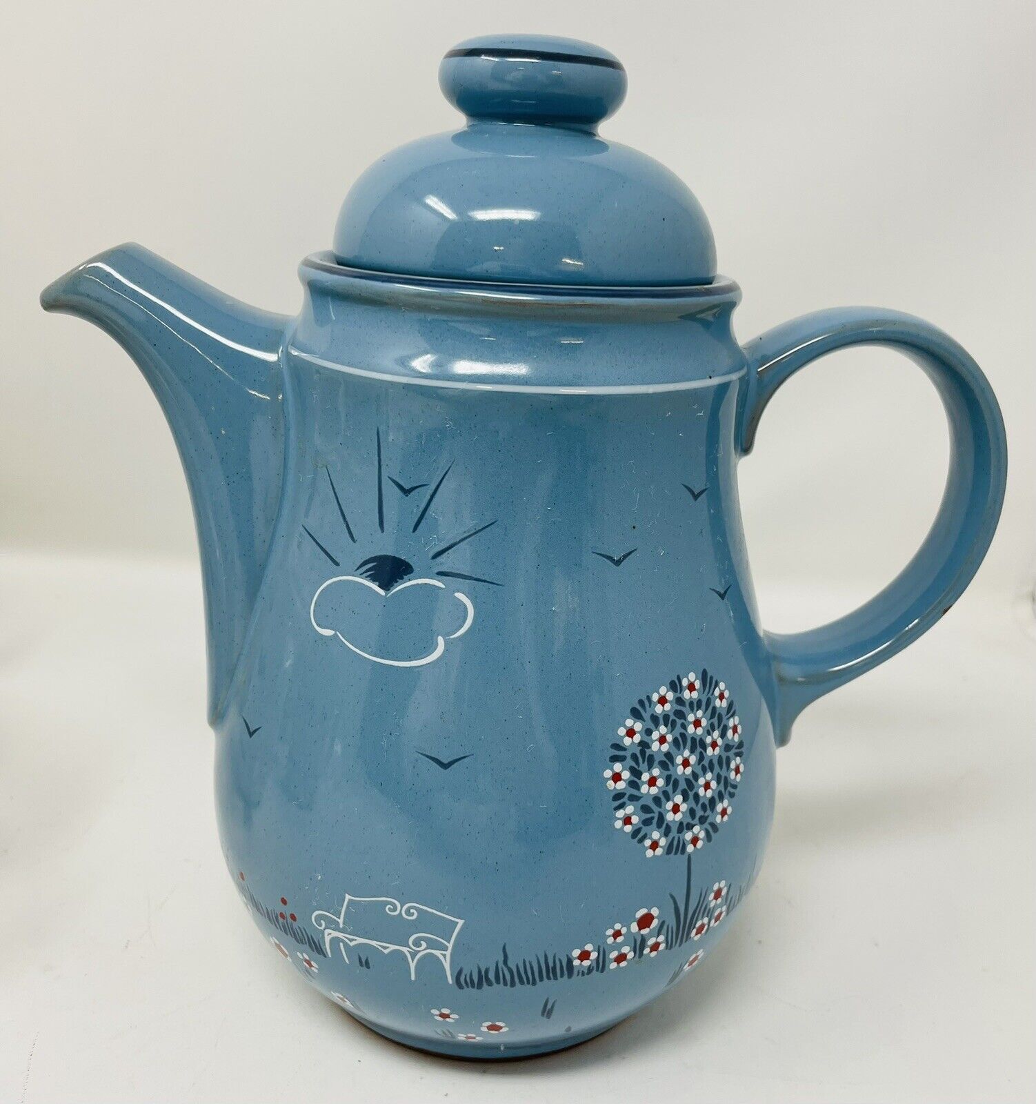 Vintage Winterling Feinkeramik Germany Teapot Lid Pottery Blue 9” Tall