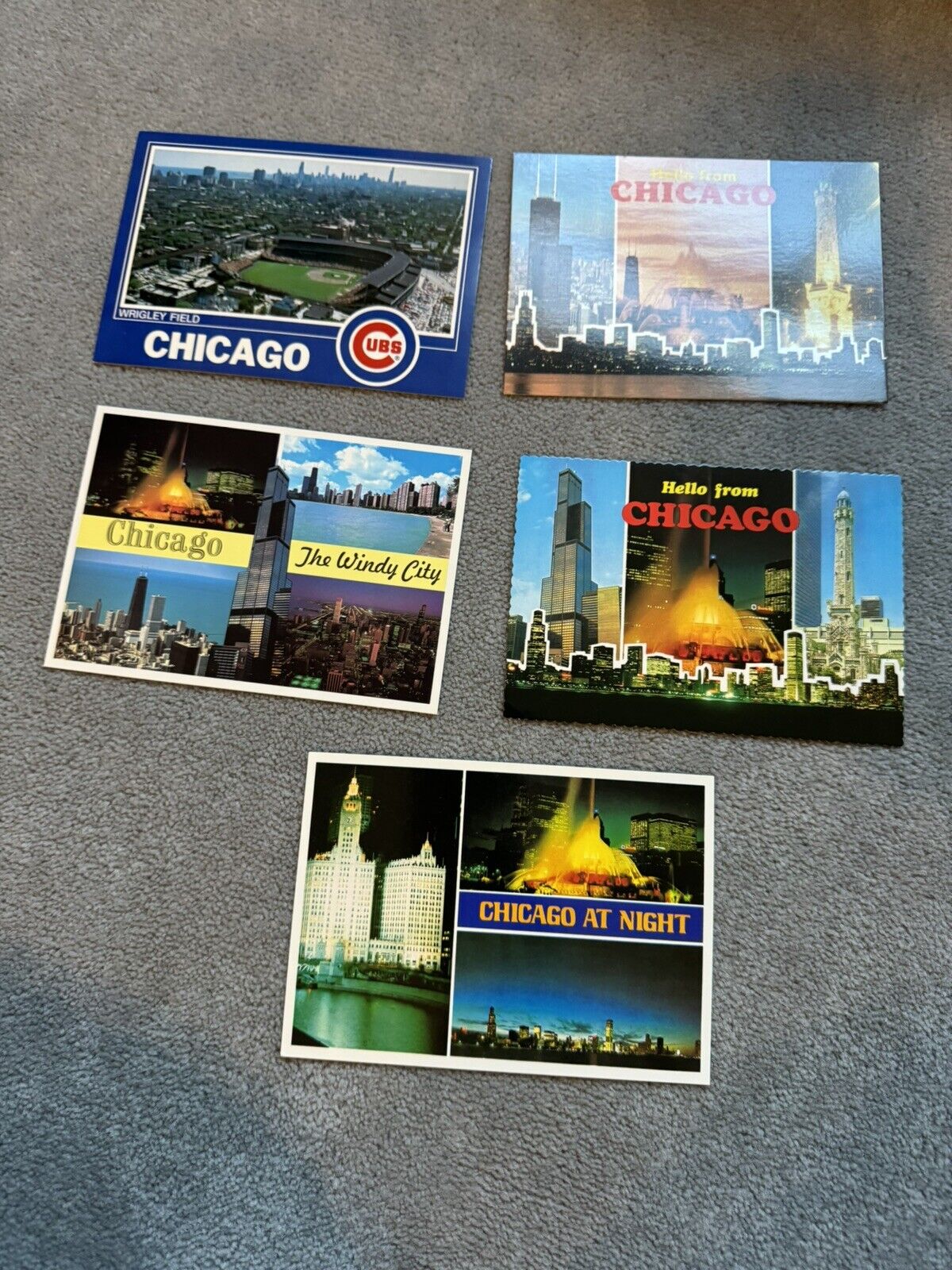 5 1990’s Greetings From Chicago Illinois Cubs Postcards
