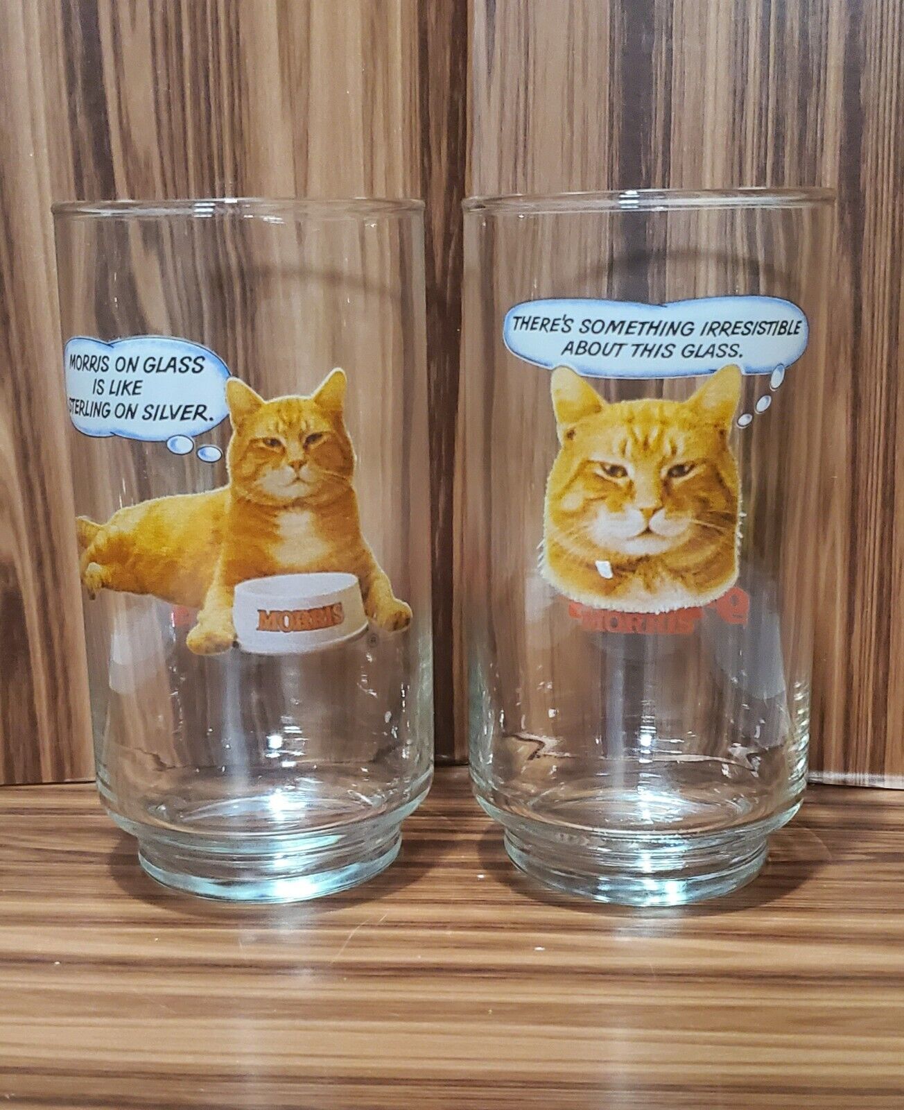 Vintage 1981 Morris the Cat Drinking Glasses Libbey 9 Lives Set Of 2