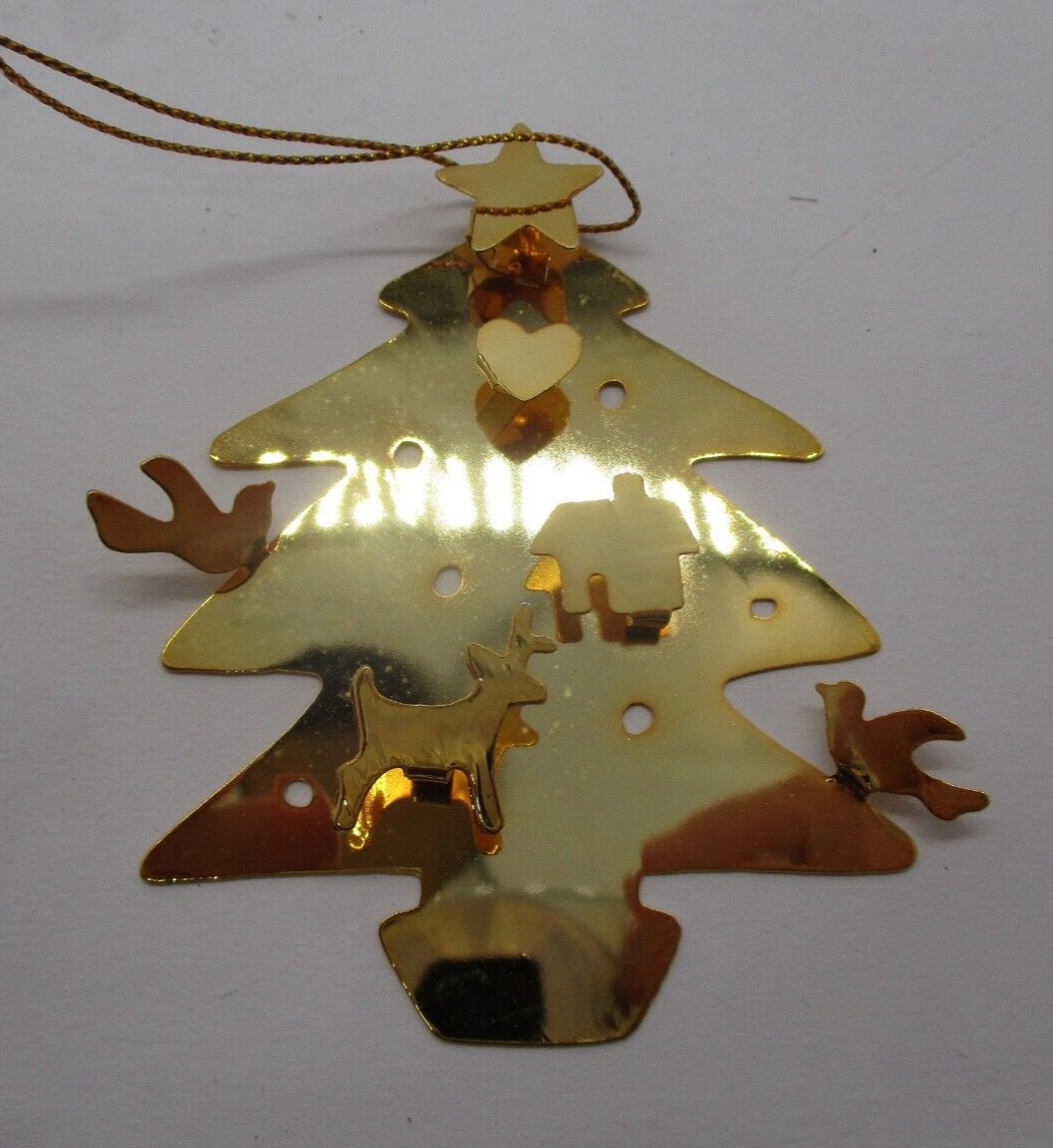 Vintage 1988 Hallmark Gold Tone Christmas Tree Ornament