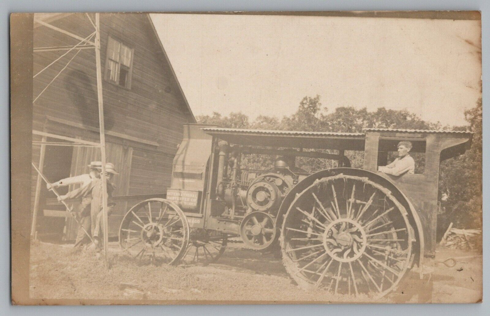 International Harvester Chicago Mogul Tractor Real Photo Postcard RPPC 1904-20