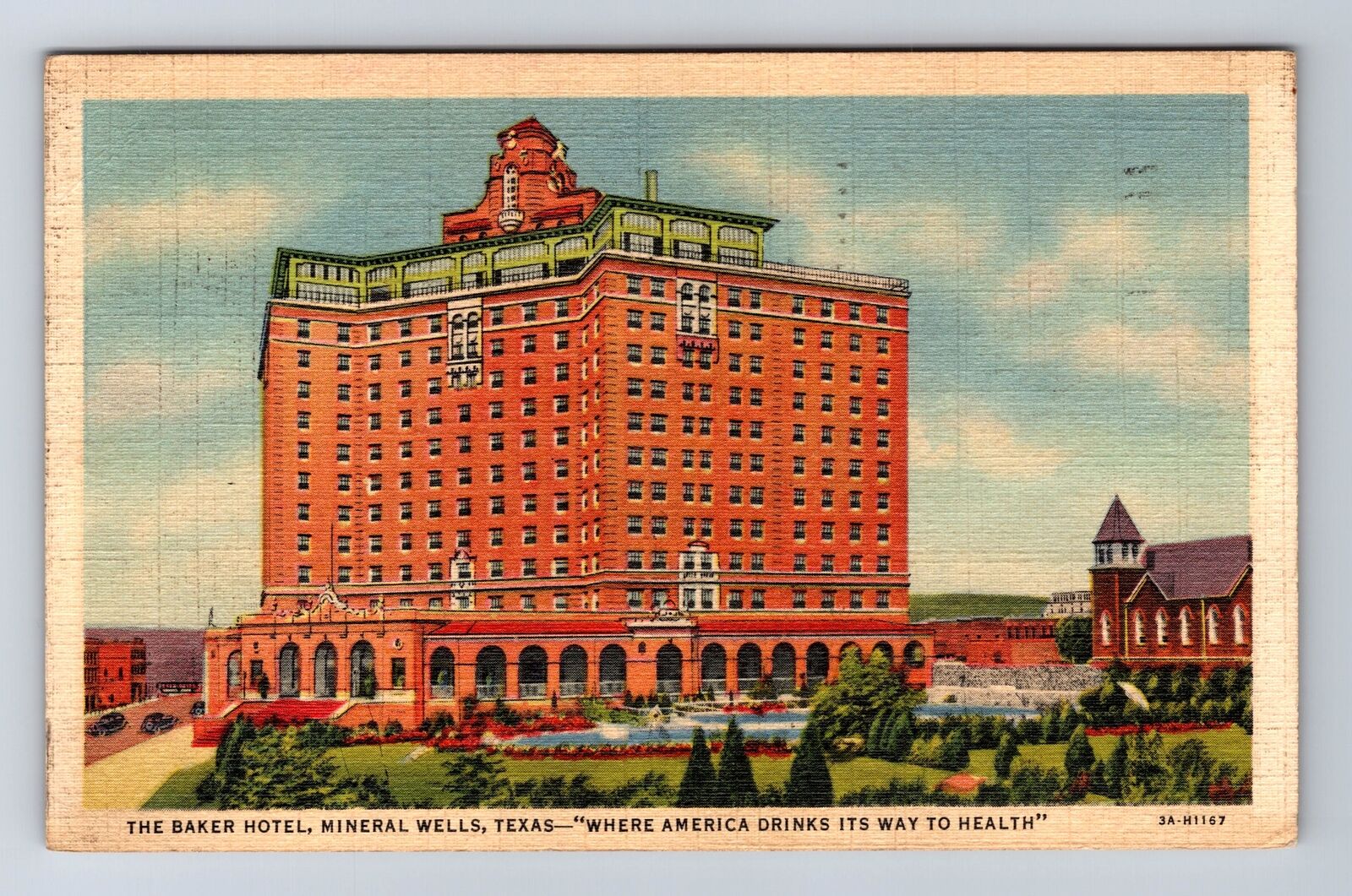 Mineral Wells TX-Texas, Baker Hotel, Advertisement, Vintage c1941 Postcard