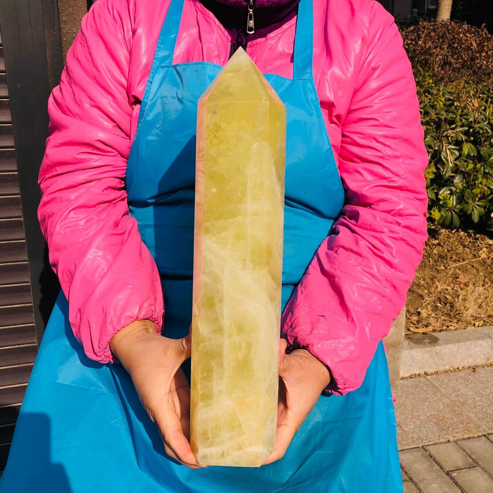 9.1LB Natural yellow crystal obelisk quartz crystal energy column Reiki 410