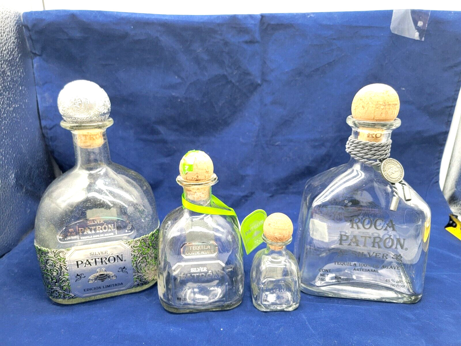 Patron Silver Tequila Limited Edition & Roca Patron Empty Bottles w Cork (4)