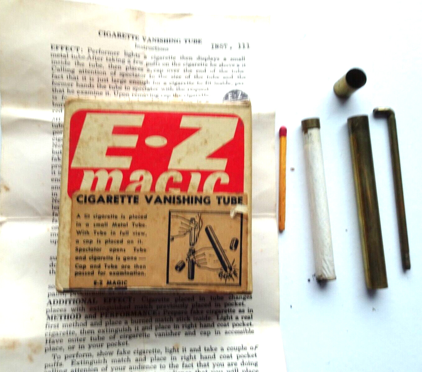 Vintage E=Z MAGIC - Cigarette Vanishing Tube W/Original Instructions & box
