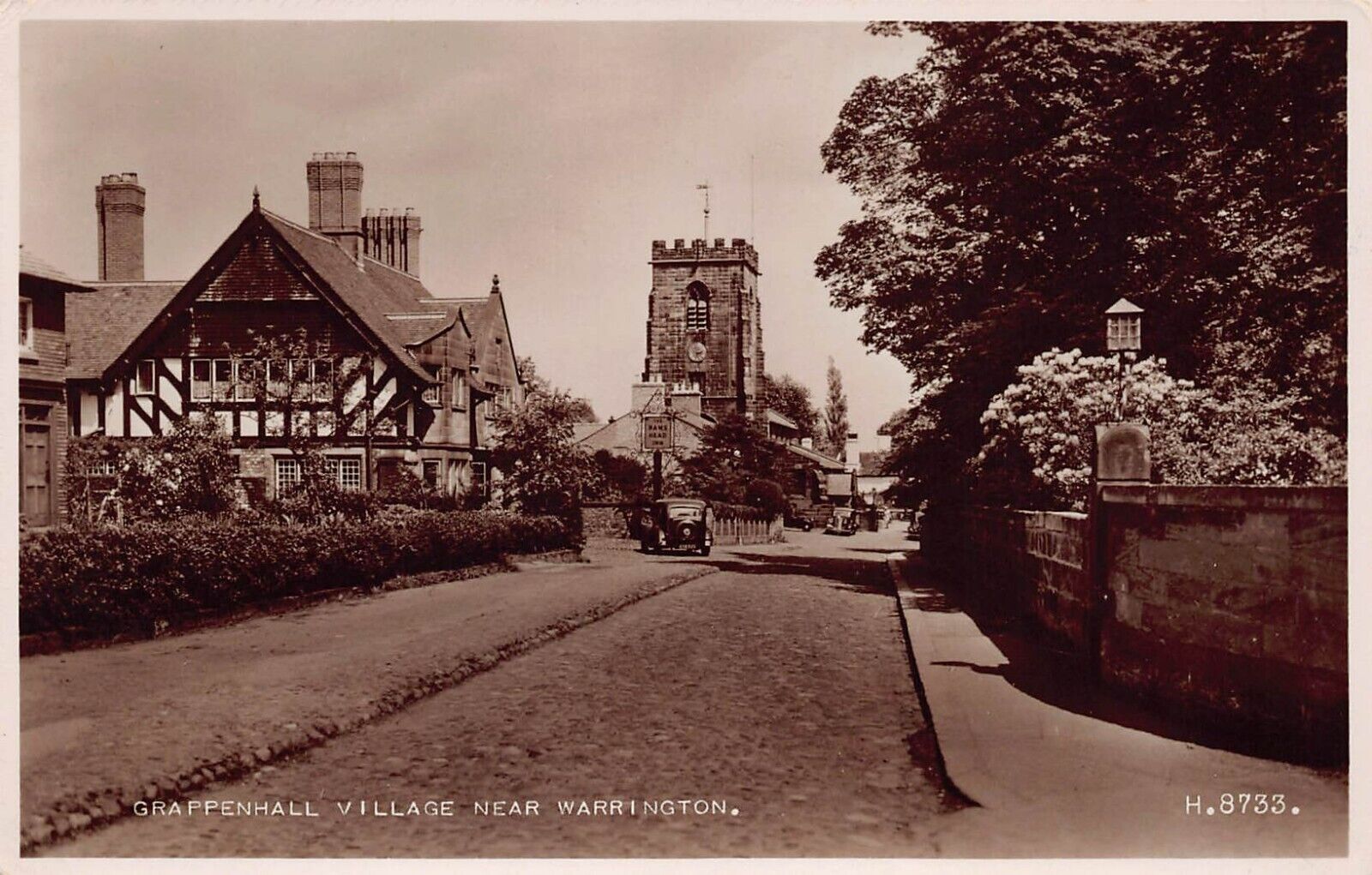 RPPC Warrington England Grappenhall Village Downtown 1940s Photo Vtg Postcard X4