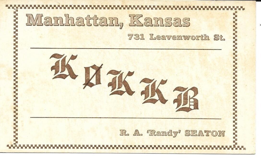 QSL 1957 Manhattan Kansas  radio  card