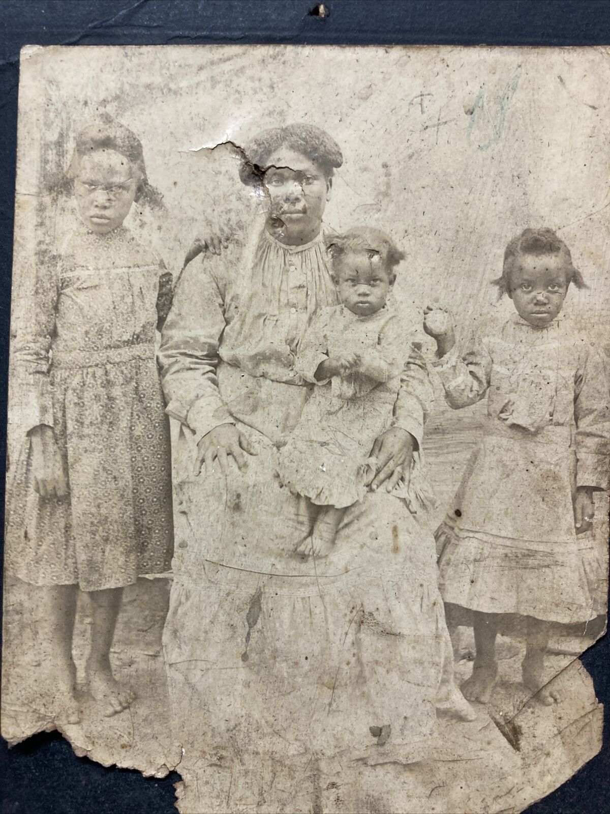 Antique Photograph African American Woman And Her Kids Photo 1900’s