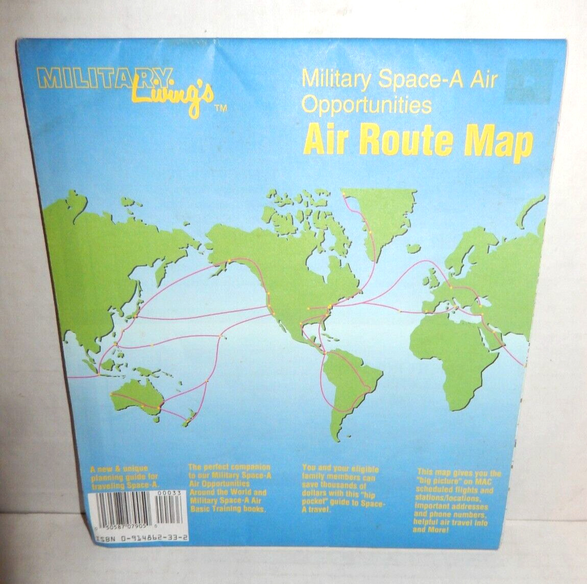 Vintage 1992 Military Air Route Map Space-A Air Opportunities Military Living\'s