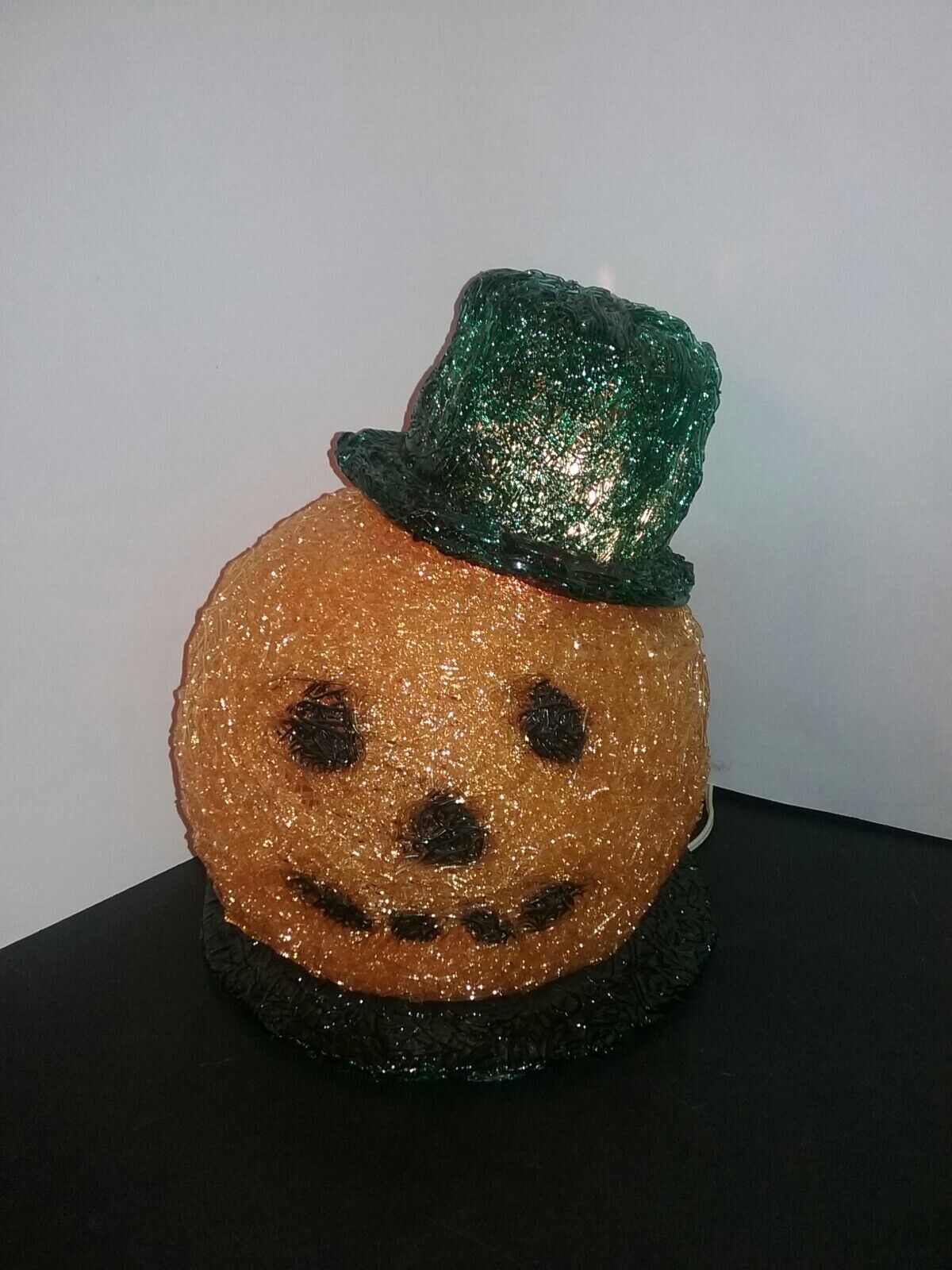 Vintage Spaghetti Spun Lucite Lighted Halloween Pumpkin Head  Jack-o-Lantern MOD