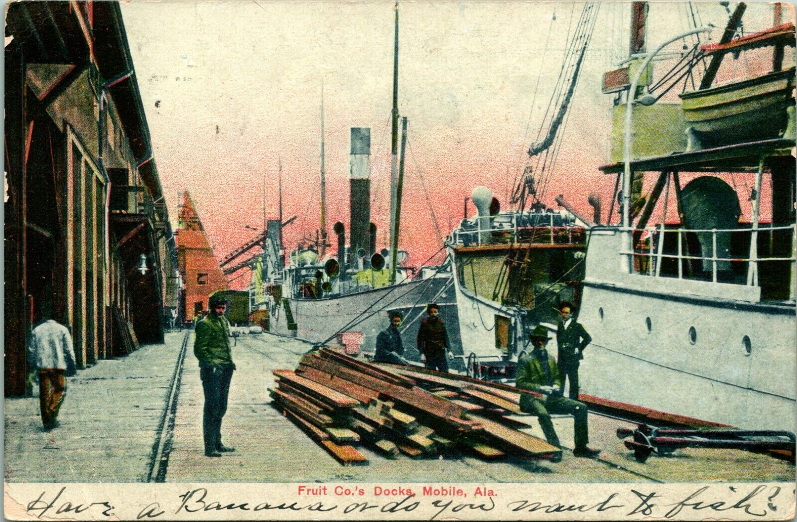 Fruit Company\'s Docks Mobile Alabama AL 1908 DB Postcard G16
