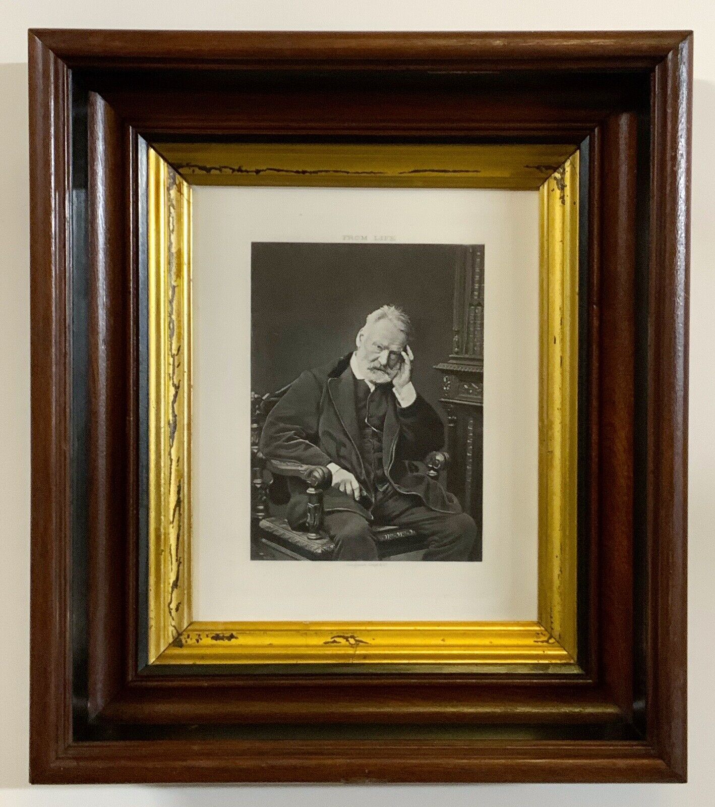 Victor Hugo 1894 Photogravure in Antique Eastlake Victorian Frame circa 1880