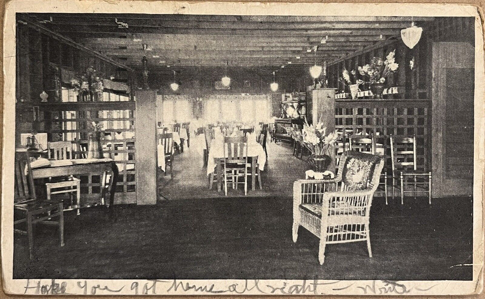 Yarmouth Maine Westcustogo Inn Restaurant Interior Antique Postcard c1920