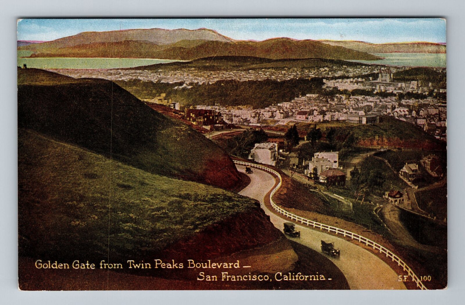 San Francisco CA-California, Golden Gate, Twin Peaks, Aerial, Vintage Postcard