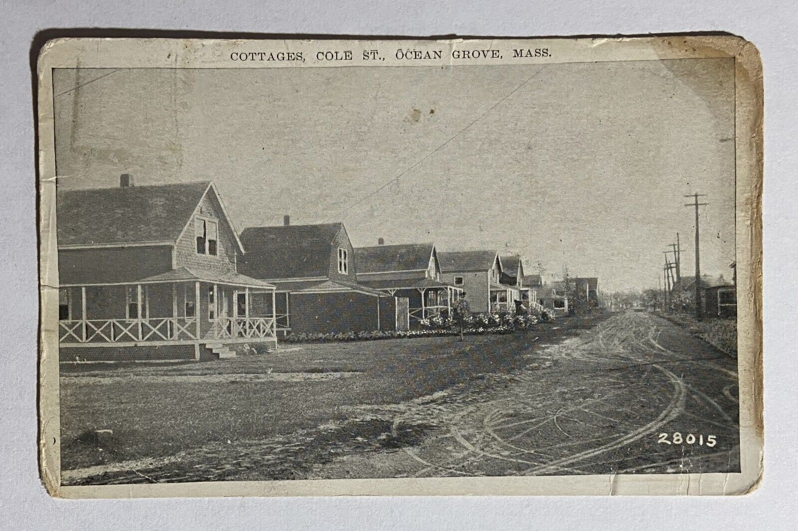 1928 Old Vintage Picture Postcard Cottages Cole Street Ocean Grove Massachusetts
