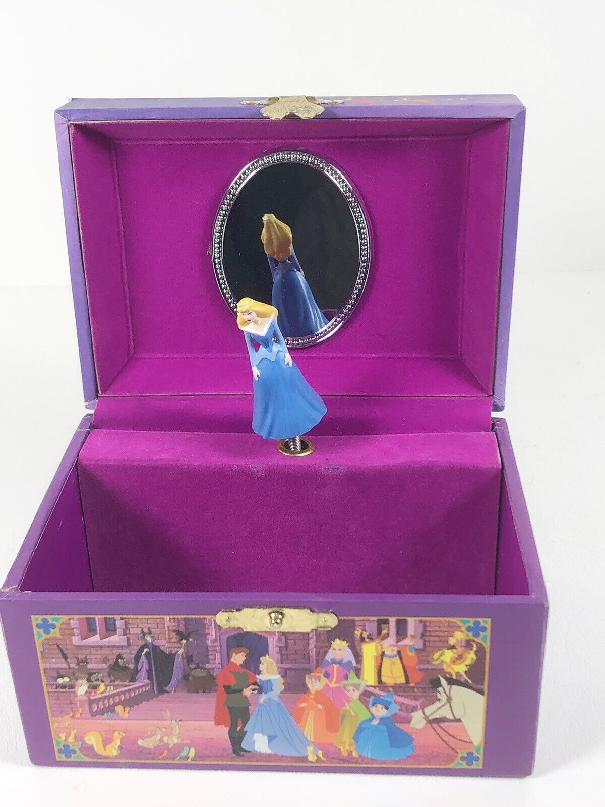 Disney Sleeping Beauty Aurora Spinning Vintage Jewelry Accessory Music Box 