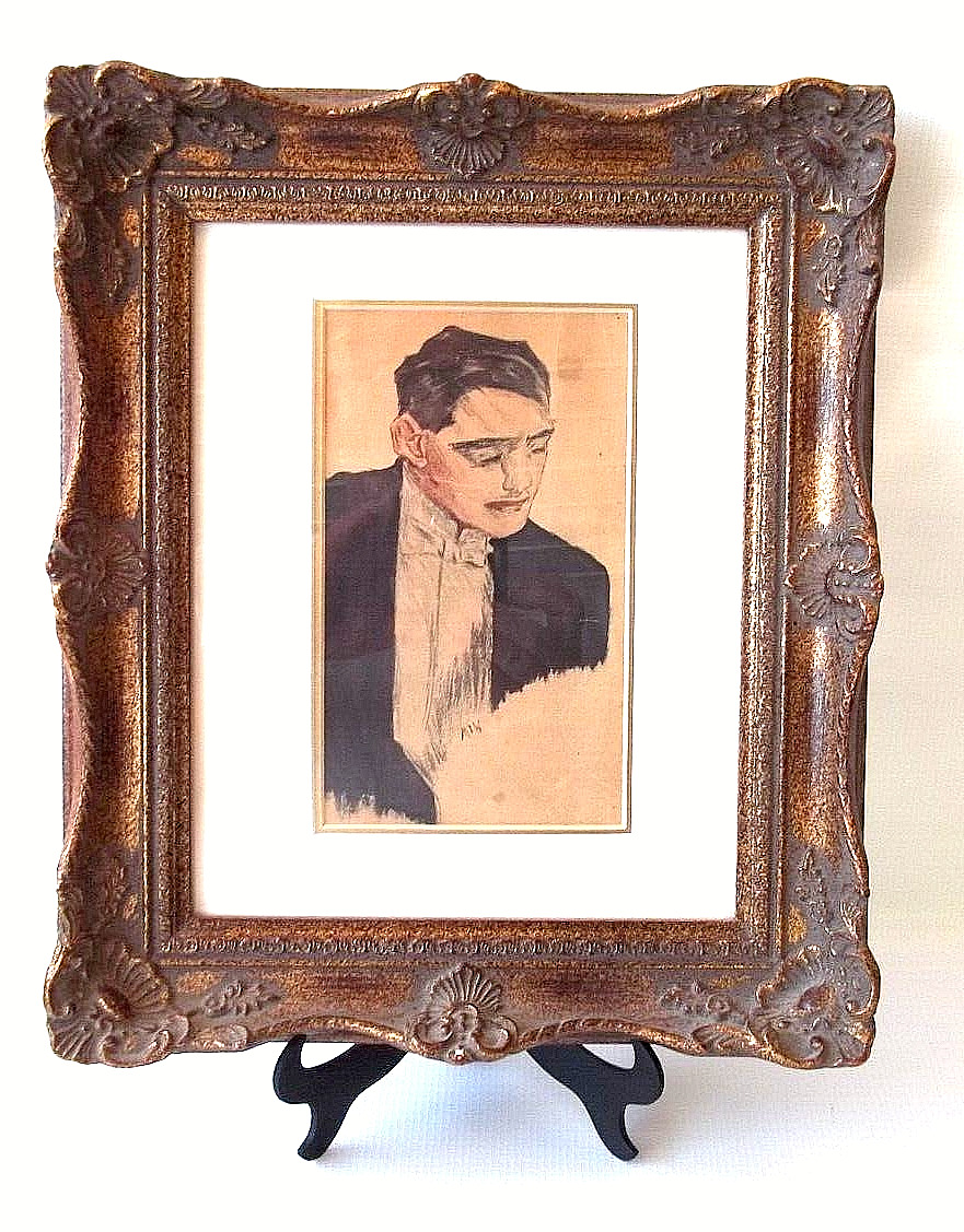 Vintage Frame with 1920s Male in Formal white tie Artistic Pose 11X13H.