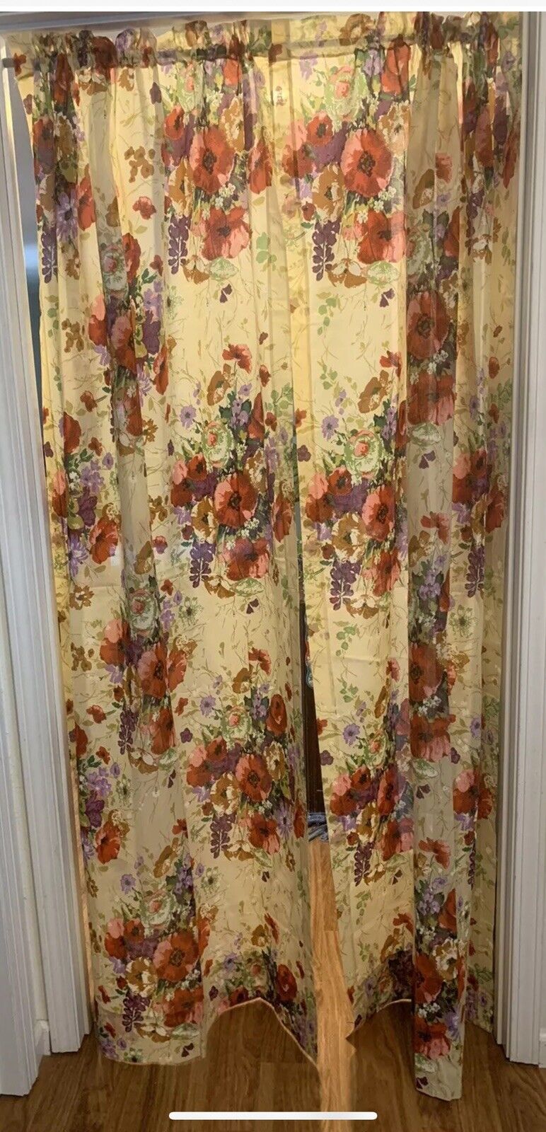 Vintage Curtains 4 Panels JCPenney Floral Penn-Prest 81x41 Never Used 1970s