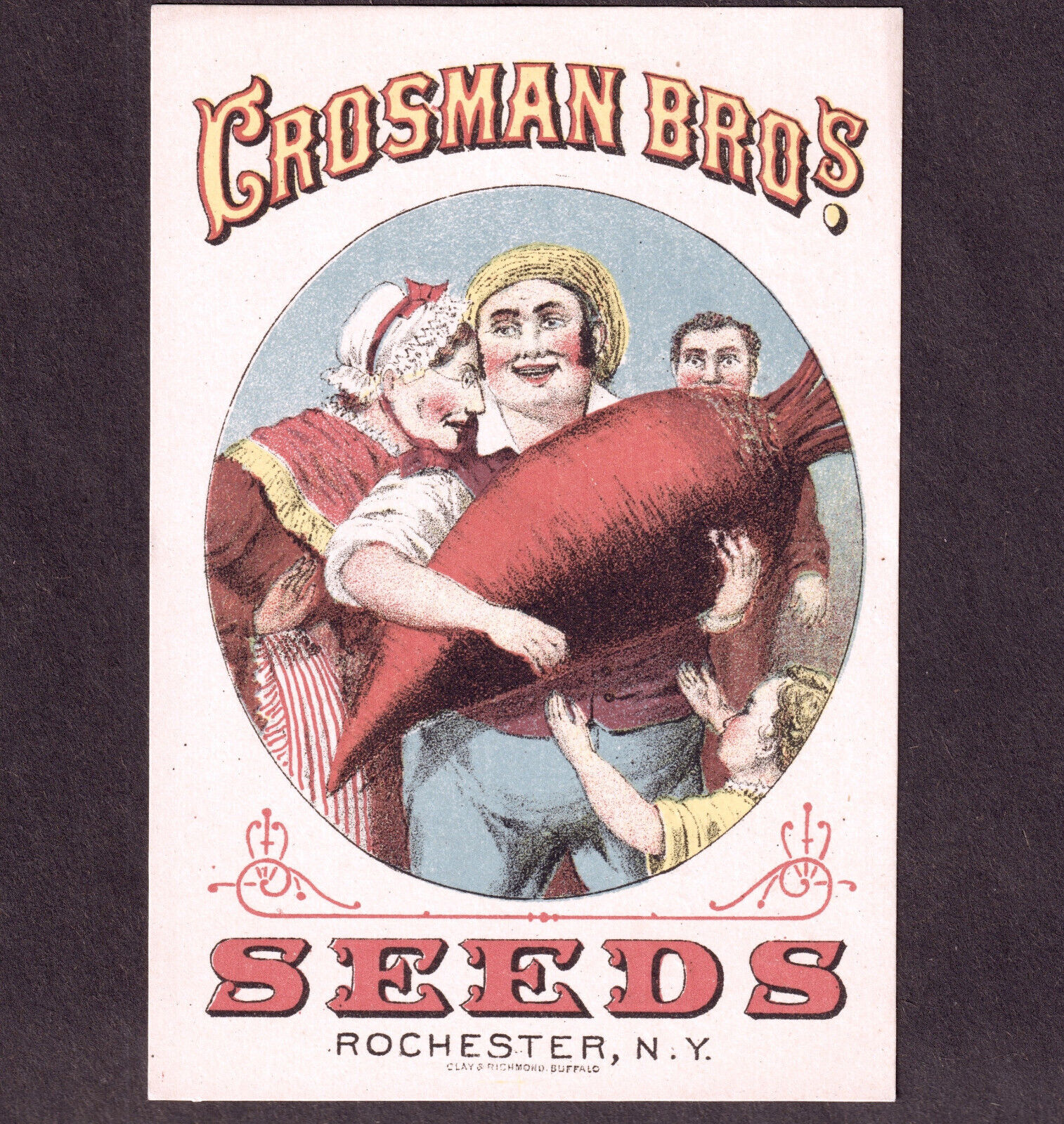 Crosman Bros Seed Merchants 1800's FARM Victorian Fantasy Advertising Trade Card