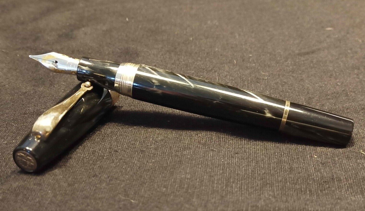 Montegrappa Classica Charcoal Celluloid FP- “The First Extra 1930”- EXC.