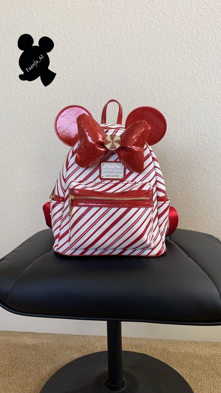 Disney Parks Loungefly Peppermint Holiday/Christmas Candy Cane Mini Backpack