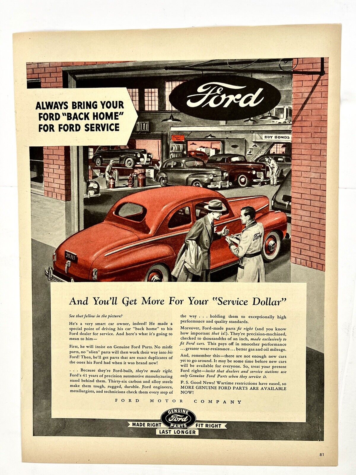 1940\'s Original Color Print Ads for Ford Motor Co. Amity Leather Goods  & NBC