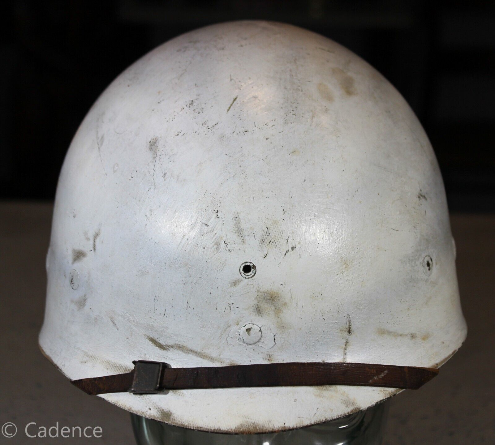 US WW2 Korea CAPAC M1 Helmet Liner. Painted White W/ Sweatband, Nape, Chin Strap