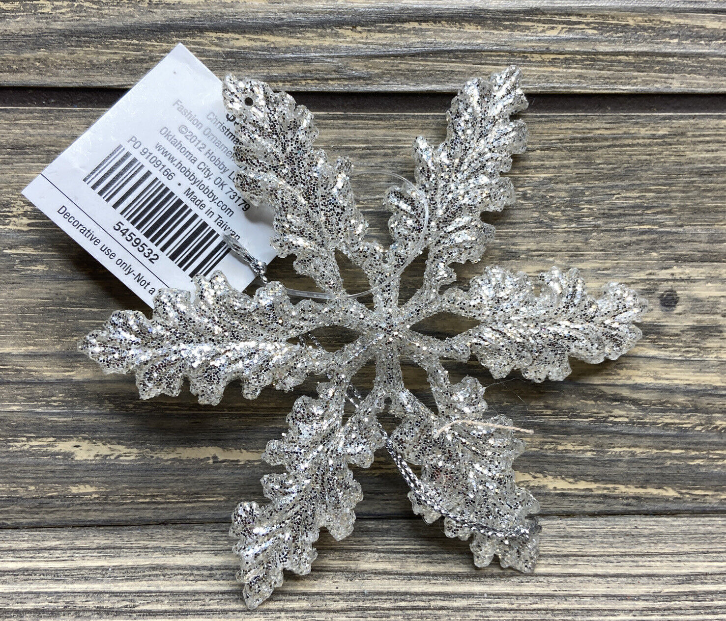 2014 Hobby Lobby Christmas Fashion Ornaments Silver Glitter Snowflake 4”