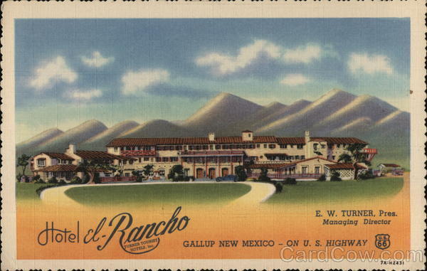 1937 Gallup,NM Hotel El Ranch Teich McKinley County New Mexico Linen Postcard