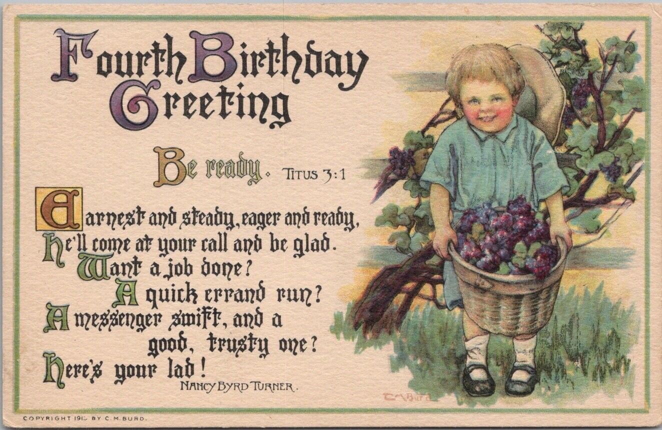 c1930s Religious HAPPY BIRTHDAY Postcard 