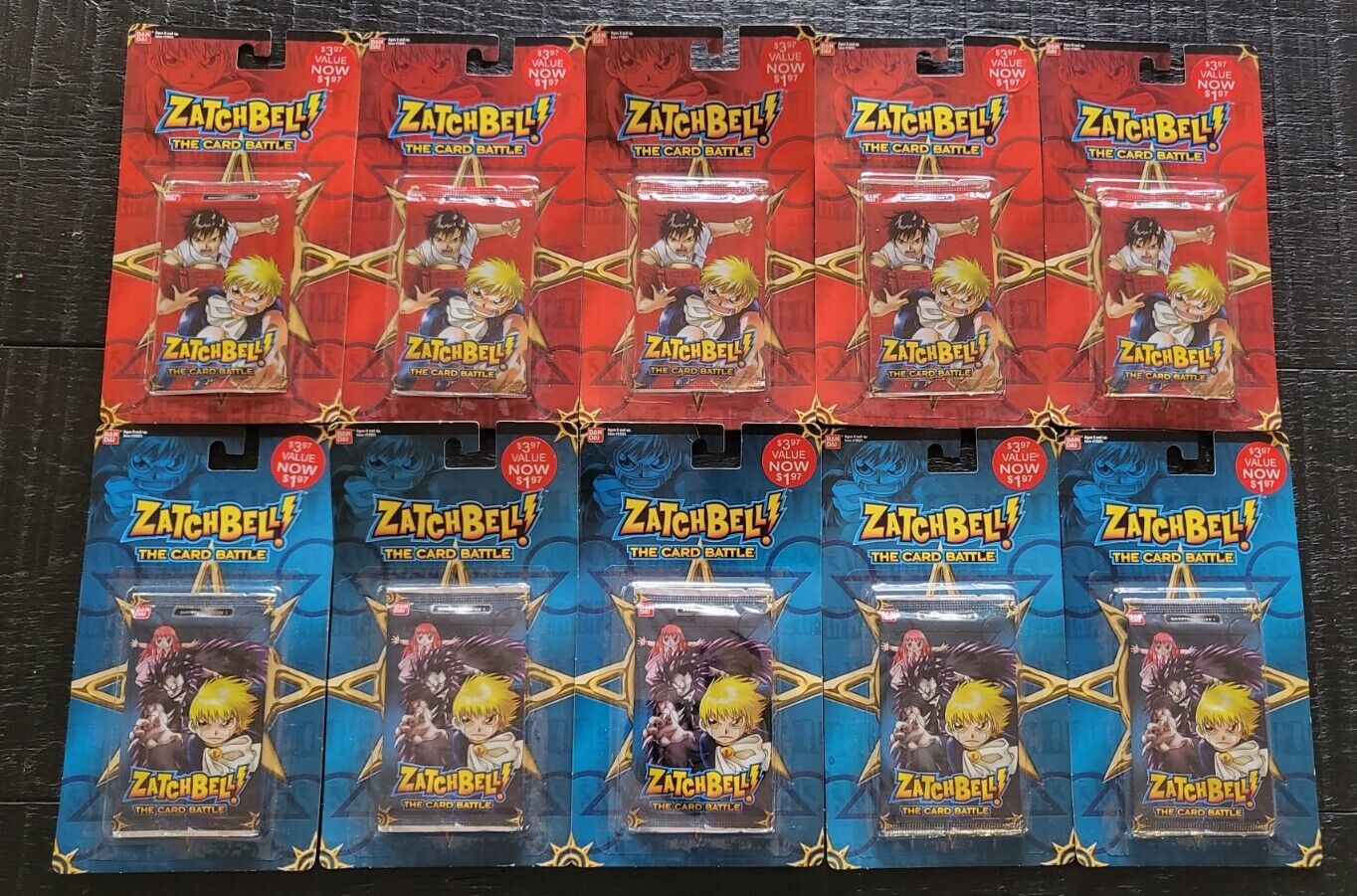 10 PC LOT VINTAGE 2005 ZATCH BELL SERIES 1 BLISTER PACKS SEALED TRADING CARDS