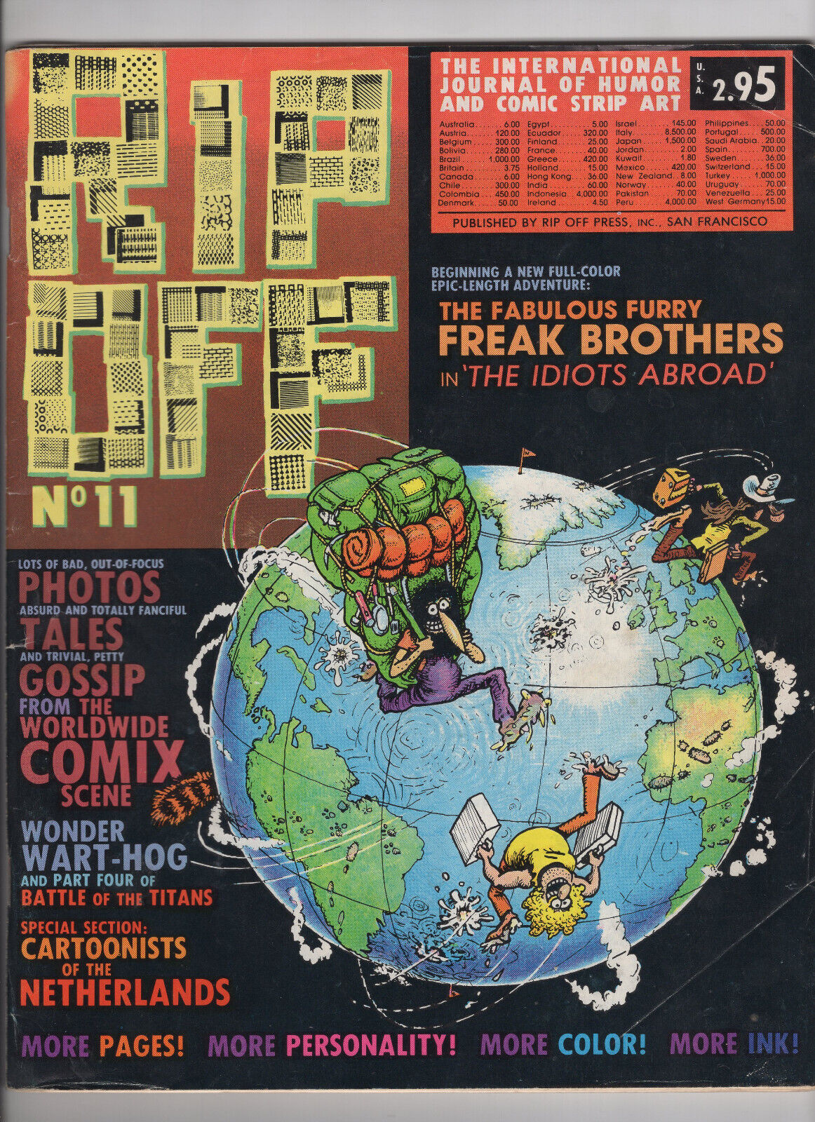 1982 RIP OFF Magazine #11 VG- Freak Brothers in Idiots Abroad