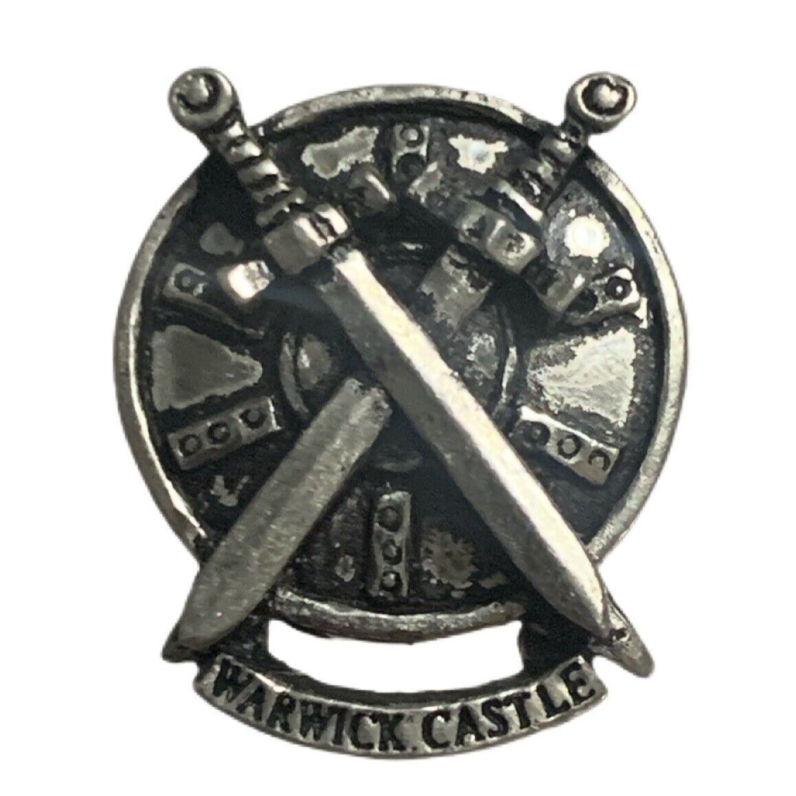 Vintage Warwick Castle England Swords Shield Travel Souvenir Pin