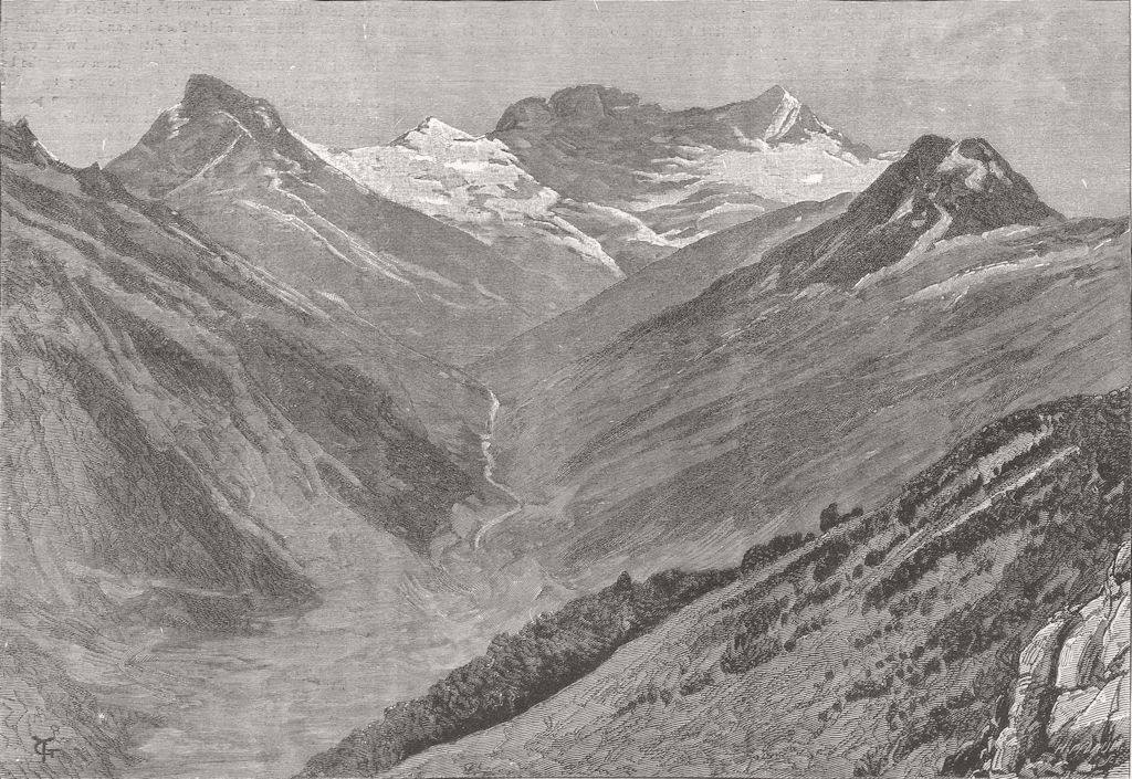 NEW ZEALAND. Mount Earnslaw, South Island, nearly 10, 000 feet high 1887 print
