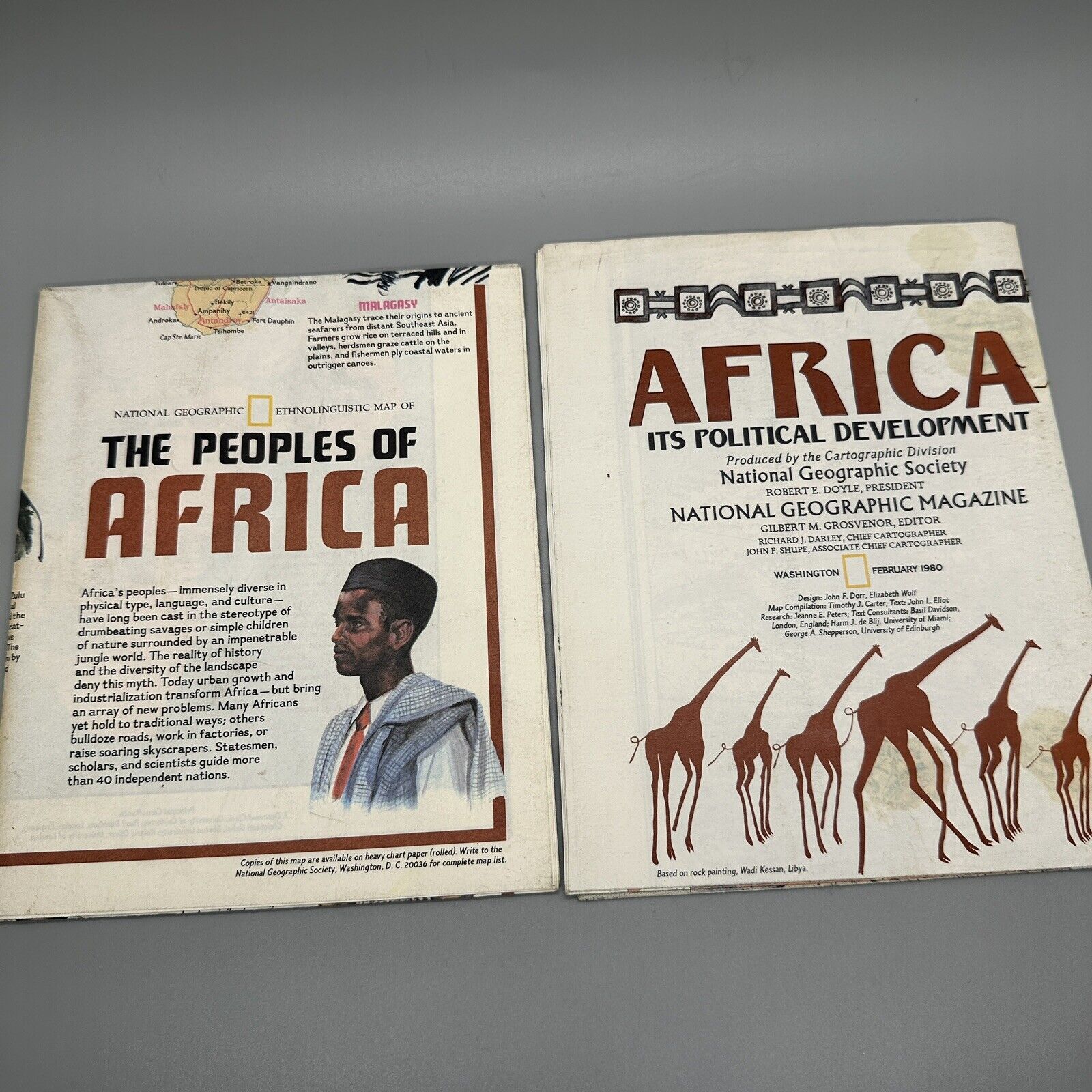 1980 Africa Posters National Geographic Vintage Political Map & People