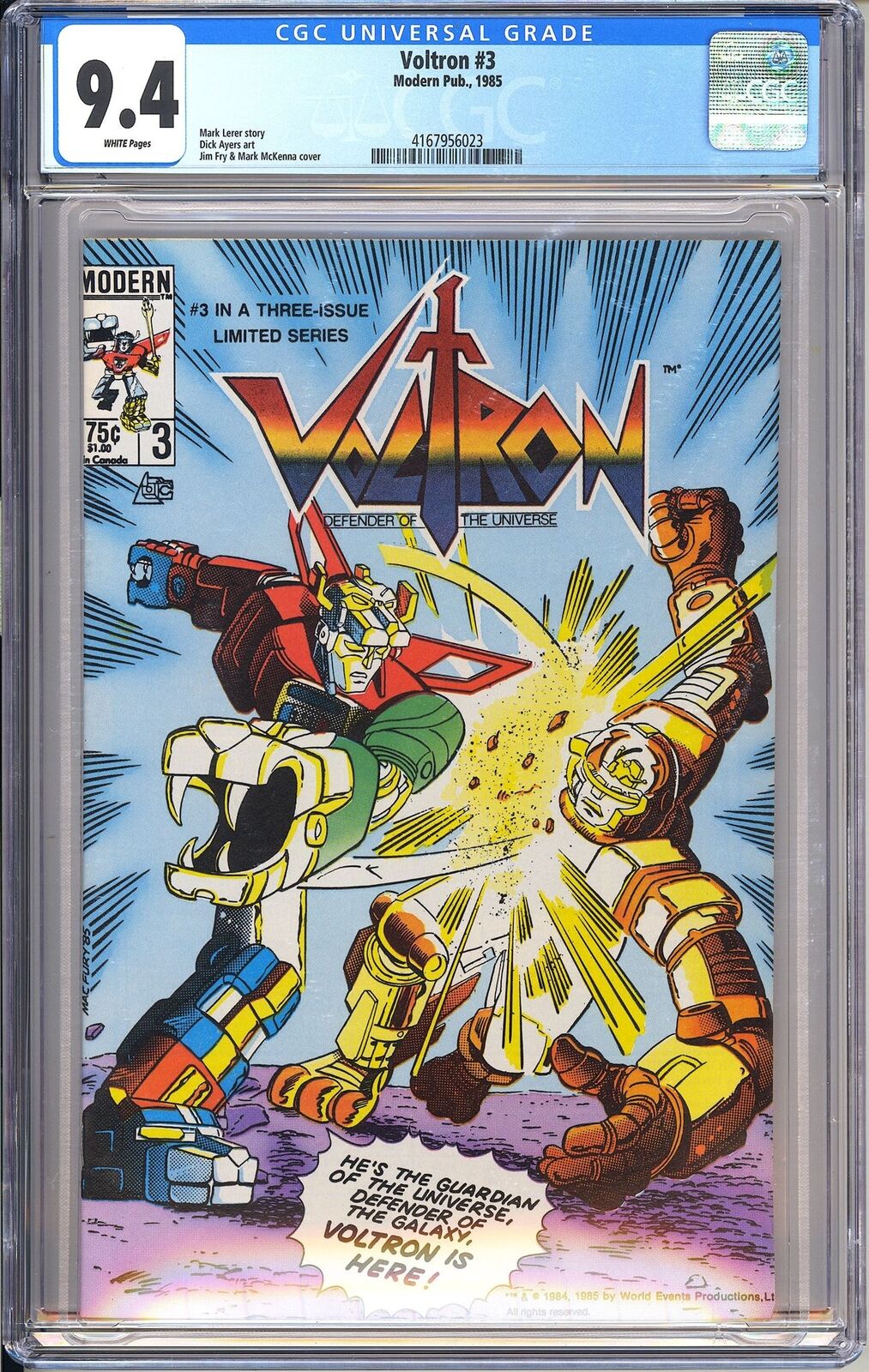 Voltron 3 CGC 9.4 1985 4167956023 Final Issue Defender of the Universe Netflix