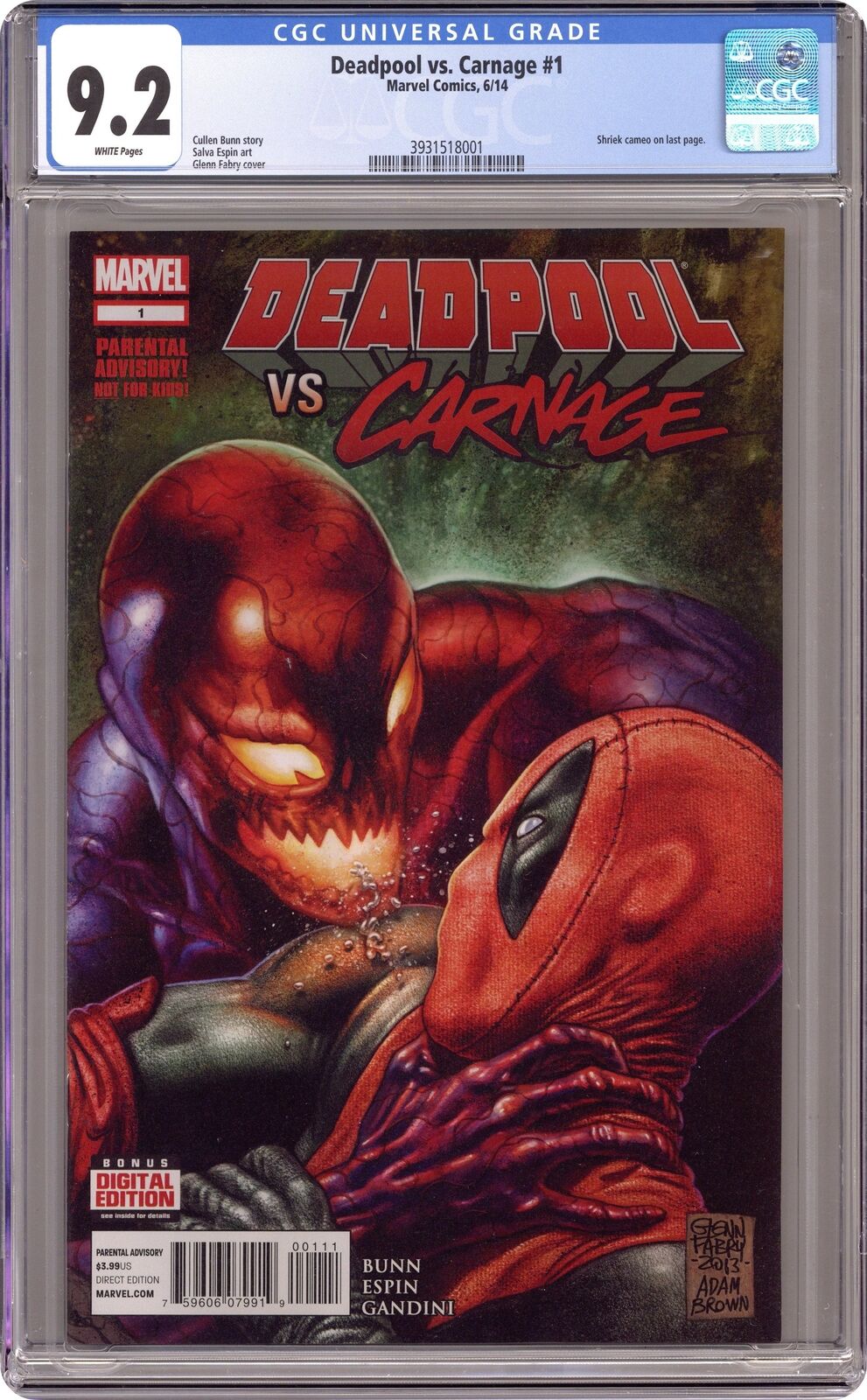 Deadpool vs. Carnage 1A Fabry CGC 9.2 2014 3931518001