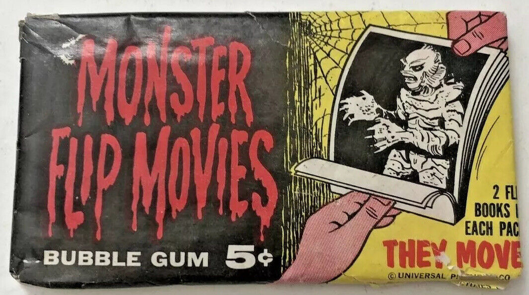 1963 Topps Flip Movies Univesal Monsters Creature unopened-2 books-Wax Pack