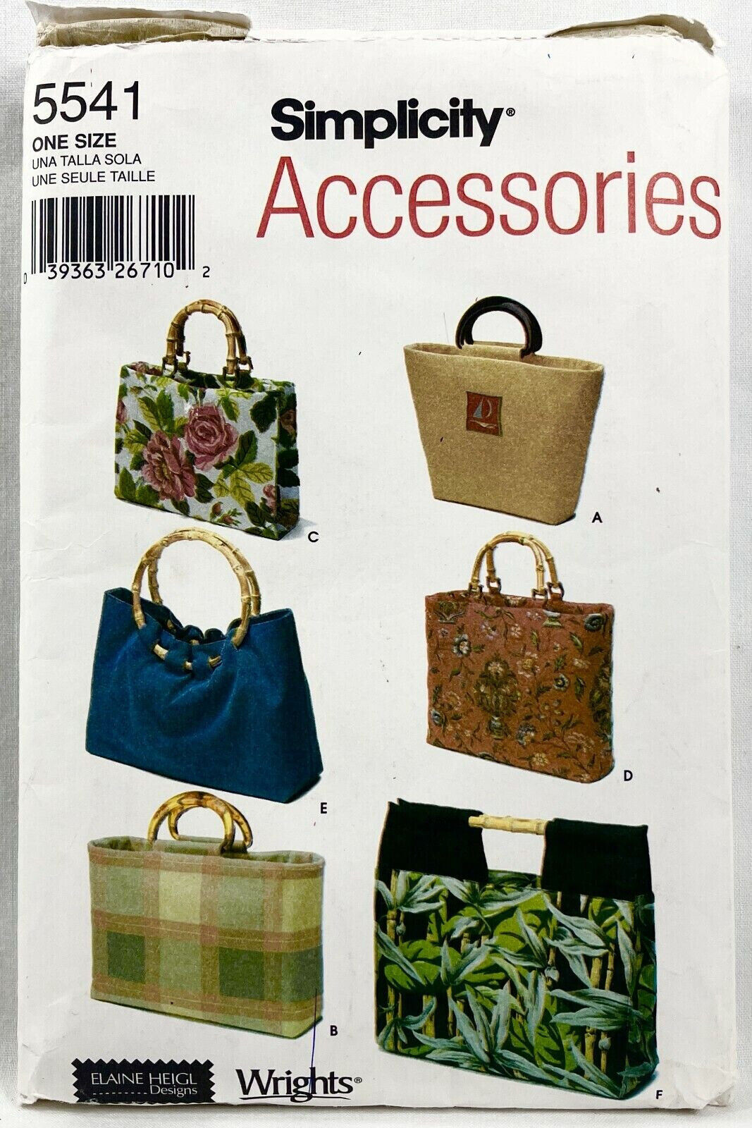 2003 Simplicity Sewing Pattern 5541 Womens Handbags 6 Styles Accessories 11318